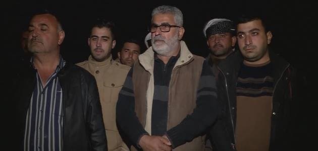 A number of Kurdish people evicted from their homes in the village of Palkana, west of Kirkuk, protest against the new measures instructed by Kirkuk acting governor on December 28, 2017. Photo: Rudaw TV