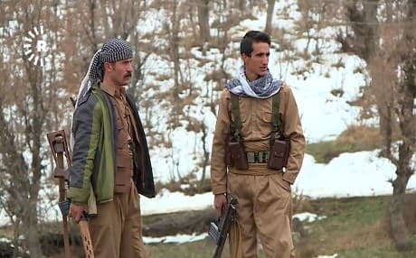 Members of the Democratic Party of Iranian Kurdistan (PDKI) take guard at a post near the Kurdish-Iranian borders in December 2017. File photo:Rudaw