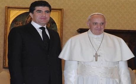 Pope Francis meets Kurdish Prime Minister Nechirvan Barzani at the Apostolic Palace on March 2, 2015 in the Vatican. File Photo: KRG
