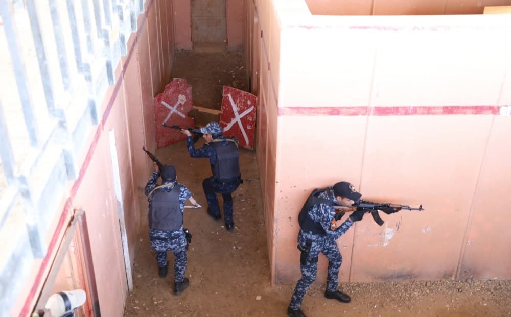Iraqi Federal Police Training Academy students train at Camp Dublin last week. Photo: Master Sgt. Horace Murray/US Army