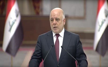Iraqi Prime Minister Haider al-Abadi speaks to reporters in Baghdad on January 17, 2018.. Photo: screenshot