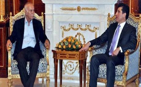 Prime Minister Nechirvan Barzani  with Gorran leader Nawshirwan Mustafa. Photo Rudaw