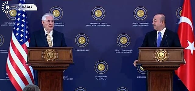 US Secretary of State Rex Tillerson and Turkish Foreign Minister Mevlut Cavusoglu hold a press conference on Friday. 