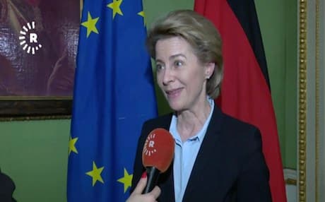 German Defense Minister Ursula von der Leyen speaking to Rudaw on the sidelines of the Munich Security Conference in Munich, Germany. 