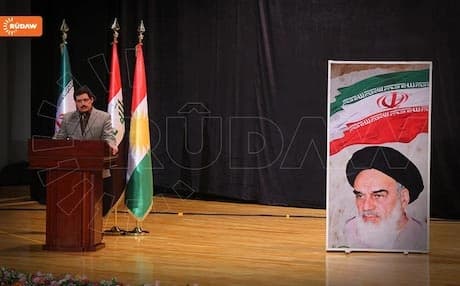 Fazil Mirani at the Iranian Revolution celebration. Photo: Rudaw 