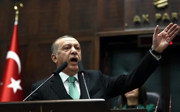 Turkish President Recep Tayyip Erdogan addressing his AKP parliamentary group. File photo: AFP