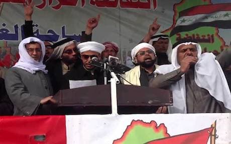 Sunni clerics speaking out against Baghdad in Mosul last year. Photo from YouTube