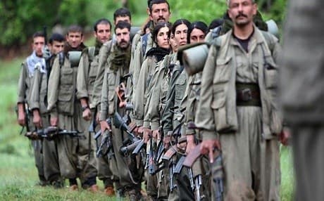 PKK fighters fall into formation in this undated picture: File photo: AFP