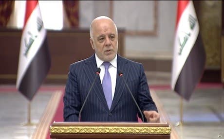 Iraqi Prime Minister Haider al-Abadi speeks at a press conference in Baghdad on May 29, 2018. Photo: GoI