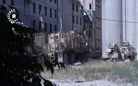 Armoured vehicles parked at a US base in Manbij. Photo: Rudaw