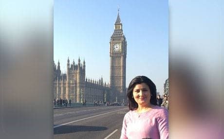 Rozhen Mohammed, a professor at Sulaimani Polytechnic University, stands in front of Big Ben in London, England. Photo: Source handout