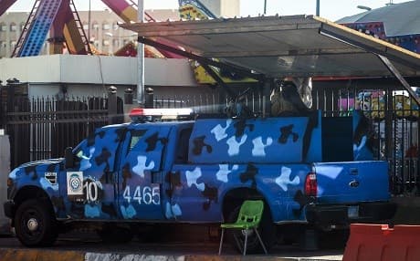 An Iraqi federal police patrol car parked on the side of the road along Palestine Street in the centre of the capital Baghdad on Wednesday. Photo: Ahmad al-Rubaye/AFP