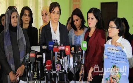 Women in Kirkuk condemn Iraq’s draft family law. Photo: Alsumaria TV