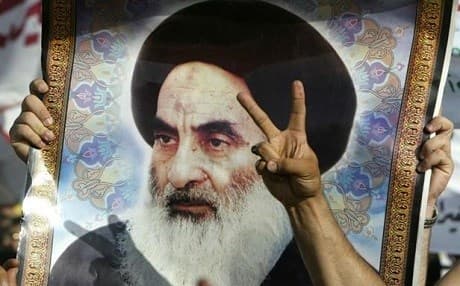 An image of Shiite Grand Ayatollah Ali al-Sistani. Photo: Ahmad al-Rubaye / AFP
