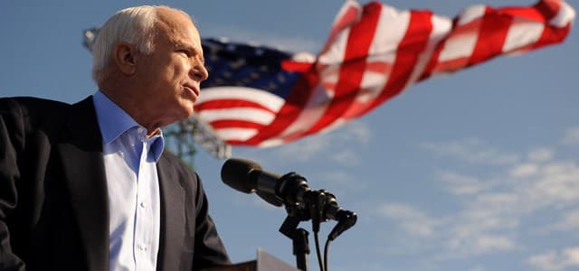 In this file photo taken on November 3, 2008 Republican presidential candidate Arizona Sen. John McCain speaks at a campaign rally at Raymond James Stadium in Tampa, Florida. Photo: Robyn Beck | AFP