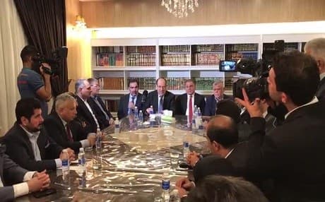 Nouri al-Maliki (center) announces alliance with Hadi al-Amiri in Baghdad on September 2, 2018, for the establishment of the largest bloc ahead of government formation. Video: State of Law