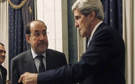 US Secretary of State John Kerry (R) meets with Iraqi Prime Minister Nuri al-Maliki in Baghdad, March 24, 2013. Photo: AFP