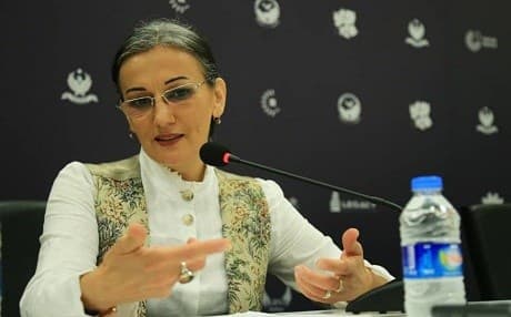 Armenian Deputy Minister of Culture Nazeni Gharibyan speaks during a panel discussion at the Duhok International Film Festival on Thursday. Photo: DIFF