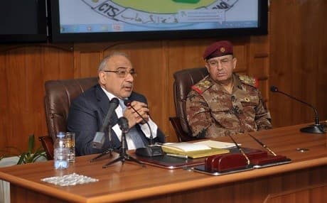 Iraqi Prime Minister Adil Abdul-Mahdi met with counter-terror forces on November 12, 2018. Photo: Office of the prime minister