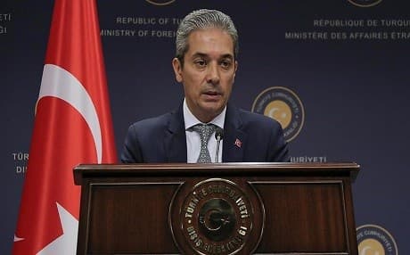 Turkish Foreign Ministry spokesperson Hami Aksoy delivers remarks during a press conference. File photo: AA