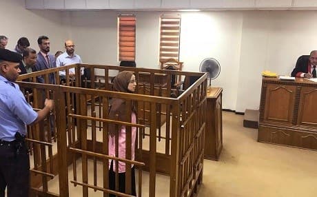 French woman Djamila Boutoutaou attends her trial in Baghdad in April 2018. She was sentenced to life in jail for membership in ISIS. File photo: Ammar Karim/AFP