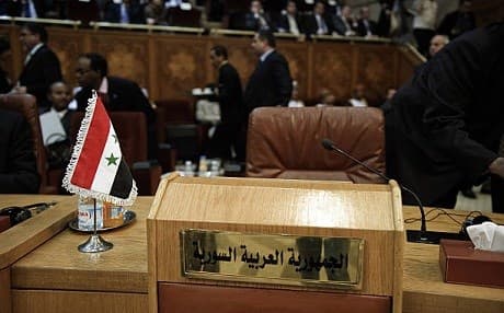 An seat is empty for the Syrian Arab Republic at an Arab League summit. File photo: AFP