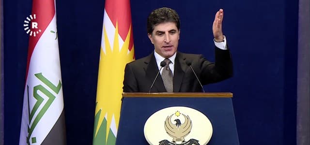 Prime Minister of the Kurdistan Regional Government (KRG) Nechirvan Barzani briefing reporters on Sunday in Erbil. Photo: Rudaw