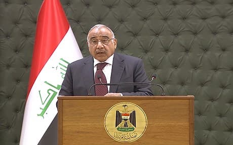 Iraqi PM Adil Abdul-Mahdi delivers his weekly press conference to reporters in the capital of Baghdad on January 5, 2019. Photo: Iraqi PMO
