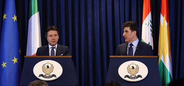 کۆنفرانسی رۆژنامەڤانی سەرۆکوەزیرانی هەرێمی کوردستان و سەرۆکوەزیرانی ئیتاڵیا