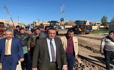 Rekan Saeed al-Jabouri (center) inspects a construction project in Kirkuk in an image posted on social media on February 6, 2019. Photo: Jabouri FB