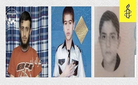 Left to right: Barzan Nasrollahzadeh, Mohammad Kalhori and Shayan Saeedpour. Photo: Hengaw Org. for Human Rights