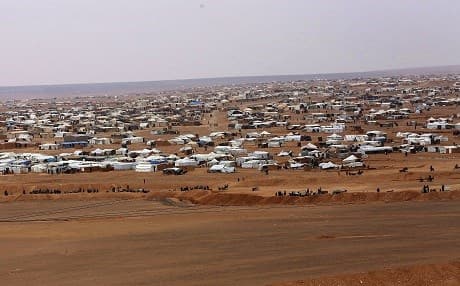 An aerial view of the informal Rukban camp between the Jordan and Syria borders on February 14, 2017. File photo: AP