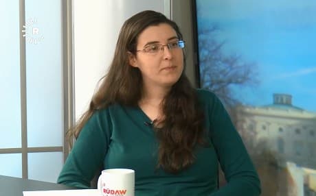 Elizabeth Tsurkov,research fellow at the Forum for Regional Thinking, speaks on The Washington Perspective on February 8, 2019. Photo: Rudaw video