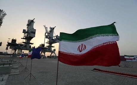 Iranian flags flutter during an inauguration ceremony for new infrastructure on February 25, 2019 at the Shahid Beheshti Port in the Iranian coastal city of Chabahar. Photo: Atta Kenare / AFP