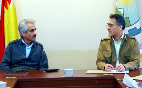 Khalid Azizi, head of KDP and Mustafa Hijri (left) head of KDPI. Photo: KDPI