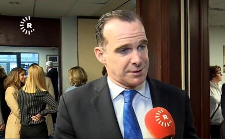 Brett McGurk, the former US Special Presidential Envoy for the Global Coalition to Counter ISIL, speaks to Rudaw at the National Press Club in Washington DC, April 2, 2019. Photo: Rudaw TV