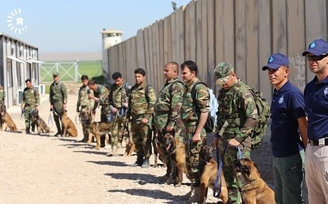 A select group of Peshmerga received specialized training in explosive detection with K9s on March 19, 2018. The Peshmerga Ministry has not yet received funds allocated to it under the 2019 Iraqi budget. File photo: 