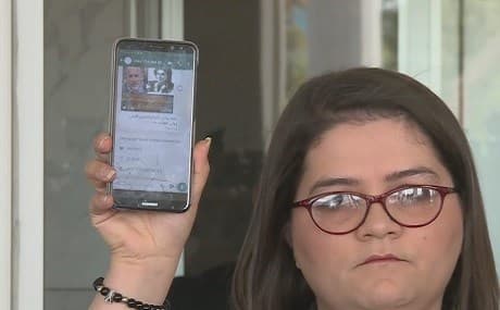 In a press conference outside the Kurdistan Region parliament, New Generation MP Shadi Nawzad shows the alleged blackmail messages she received from opponents inside the party. April 24, 2019. Photo: Rudaw TV