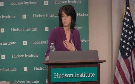 Denise Natali, the US State Department assistant secretary for the Bureau of Conflict and Stabilization Efforts, speaks at the Hudson Institute, in Washington, D.C., on May 2, 2019. Photo: Hudson Institute