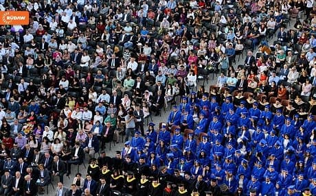 Students and others attend a commencement ceremony at The American University of Iraq, Sulaimani, in the Kurdistan Region on May 5, 2017. Photo: Sartip Othman | Rudaw