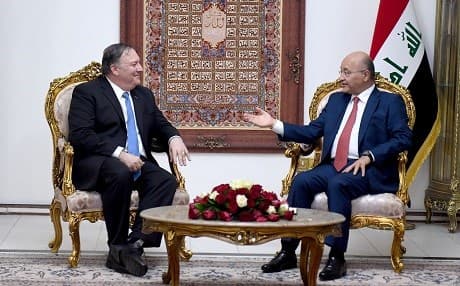 Iraqi President Barham Salih (R) met with US Secretary of State Mike Pompeo in Baghdad on May 7, 2019. Photo: handout/Iraqi Presidency
