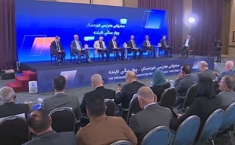 Panel discussion organized by the Rudaw Research Center takes place at the Saad Abdullah Conference Hall in Erbil, May 19, 2019. Photo: Rudaw TV
