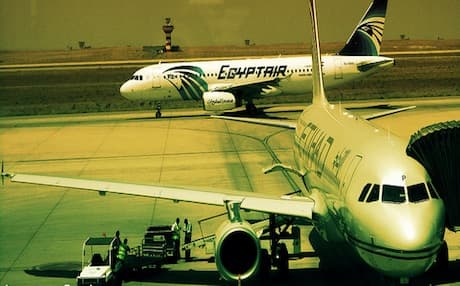 An Egypt Air aircraft taxiing at Erbil International Airport. Photo by Laween Qasim