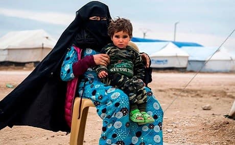 A mother and child in al-Hol camp, Hasaka, northeast Syria. File photo: AFP