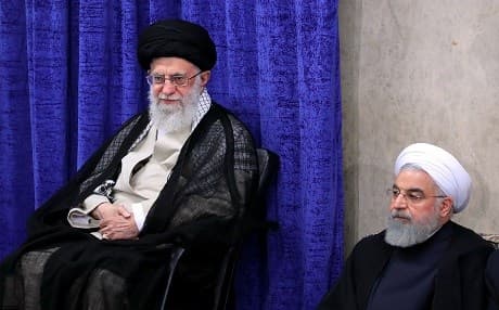 A handout from office of Iran's Supreme Leader Ayatollah Ali Khamenei on May 14, 2019, shows Khamenei (left) and President Hassan Rouhani attending a meeting in Tehran. Photo: AFP / KHAMENEI.IR / HO