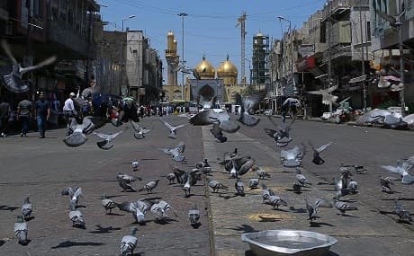 The golden-domed shrine of Imam Moussa al-Kadhim, Kadhimiya district, northern Baghdad, Iraq, May 21, 2019. Photo: Khalid Mohammed / AP