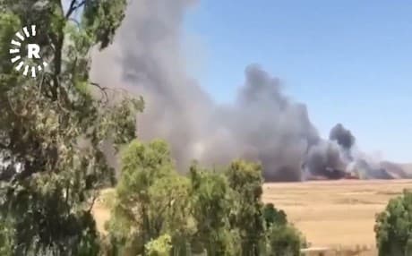 Footage submitted to Rudaw on May 31, 2019, shows fields burning in Palkana, Kirkuk province. Screenshot: Rudaw video