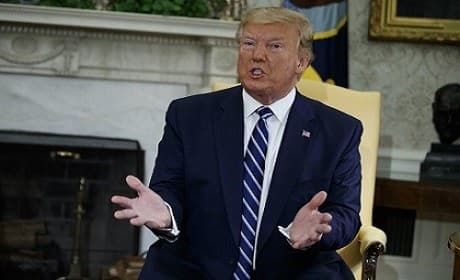 President Donald Trump speaks during a meeting with Canadian Prime Minister Justin Trudeau in the Oval Office of the White House, Thursday, June 20, 2019, in Washington. Photo: AP / Evan Vucci