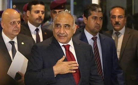 Adil Abdul-Mahdi leaves the Baghdad parliament chamber after his appointment as Iraqi prime minister, October 2018. File photo: Hadi Mizban / AP 