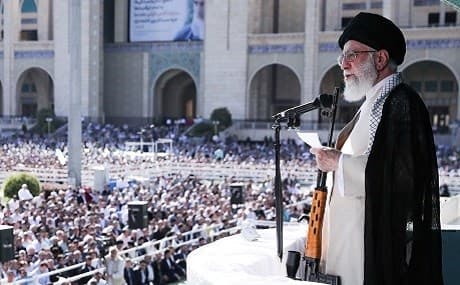 Iran's supreme leader Ayatollah Ali Khamanei addresses a crowd in Tehran on Eid at-Fitr, June 5, 2019. Photo: Khamanei.ir 